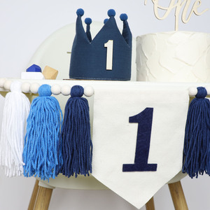Bannière de chaise haute pour le 1er <span class=keywords><strong>anniversaire</strong></span> d'un bébé garçon, bleu et blanc, guirlande de perles en bois, pompon, couronne rose, chapeau, toile de fond photo, bannière, drapeau, <span class=keywords><strong>1</strong></span> <span class=keywords><strong>an</strong></span> - Product Image 6