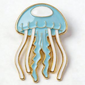 Épinglette en métal émaillé en forme de méduse de dessin animé, badge animal marin coloré pour vêtements, sacs, cadeaux - Product Image 6