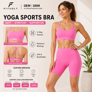 FITVOLT Reggiseno Sportivo con Supporto Elevato, Elasticizzato in Quattro Direzioni, Traspirante, Modellante, con Spalline Incrociate Triangolari e Scollo a U - Product Image 1