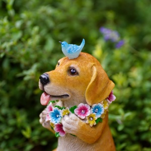 Patung taman anjing, patung anjing tenaga surya anjing dan kupu-kupu lampu LED dekorasi luar ruangan untuk teras halaman rumput - Product Image 5