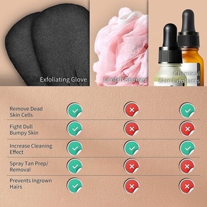 Gants exfoliants pour le bain pour éliminer les peaux mortes, gommage corporel pour le bain, gants exfoliants réutilisables pour autobronzant, emballage personnalisé avec logo - Product Image 4