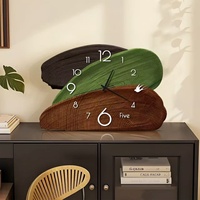 Horloge murale vintage de style artistique du milieu du siècle, motif floral en bois/PVC/verre acrylique, pour salon, type table, avec peinture décorative