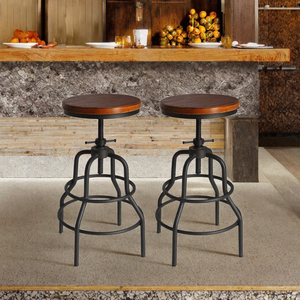 Tabouret de bar moderne en métal et bois, design industriel rustique, écologique, durable, stable, pour usage commercial, hôtel, bar - Product Image 2