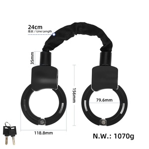 Antivol chaîne en acier 30 cm avec menottes pour trottinette électrique et vélo – Sécurité renforcée – Noir - Product Image 2