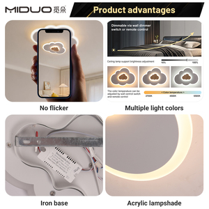Lampada da Soffitto LED a Forma di Nuvola in Alluminio, Design Nordico Moderno, 3CCT con Cambio Colore, Dimmerabile AC, Telecomando <span class=keywords><strong>per</strong></span> Camera dei Bambini - Product Image 3
