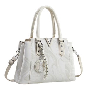 V-Shaped Women's Shoulder <b>Bag</b> Off-White Marble Pattern Zipper Closure Everyday Crossbody <b>Bag</b> Minimalist Style - Product Image 5