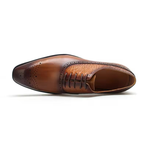 Chaussures Oxford imperméables pour hommes, en cuir véritable, faites à la main, pour mariage, occasions formelles, affaires ou décontractées - Product Image 3