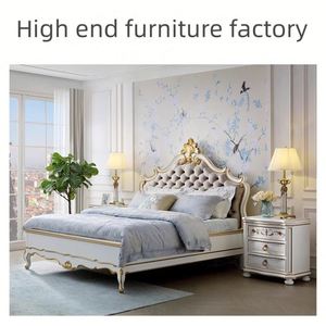Muebles de Dormitorio de Madera Maciza Francesa, Cama Doble, Cama Queen, para Hoteles y Villas, Se Pueden Personalizar, Directo de Fábrica - Product Image 2