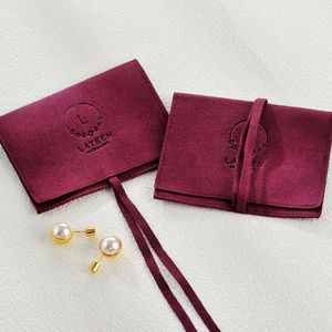 Pochette de rangement pour bijoux de haute qualité, personnalisable avec logo, style sac à main, en coton et lin, idéale pour le stockage. - Product Image 1