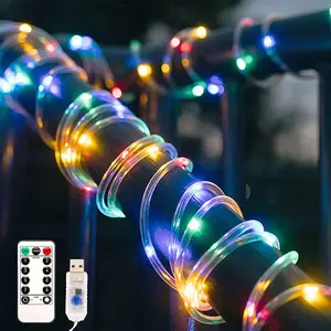 Guirlande lumineuse d'extérieur, luminaire décoratif étanche conforme à la norme IP65, avec télécommande, alimenté par USB, 8 Modes d'éclairage, 22m, 200 lumens, décoration d'extérieur