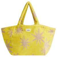 Bolsa de tela de rizo con logotipo personalizado, reciclable, reutilizable, lisa, orgánica, para compras, de gran capacidad, lavable y duradera.