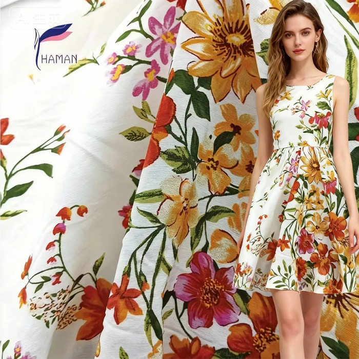 Environmentally Friendly Printed Rayon Fabric 15% Nylon 85%Viscose Digital Printing Slim Comfortable Lining Anti-Bacteria