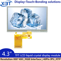 4,3-Zoll-TFT-LCD-Bildschirm 800x480 Resistives Touchpanel RGB-Schnittstelle LED-Hintergrundbeleuchtung ST7265 Treiber-IC XOT Marke (RTP)
