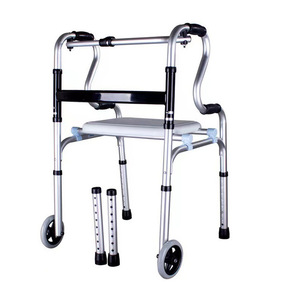 Andador de aleación de aluminio con asiento y ruedas para asistencia de movilidad - Product Image 1