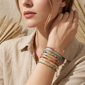 Pulsera minimalista <span class=keywords><strong>de</strong></span> piedras preciosas naturales Resoul, cuentas <span class=keywords><strong>de</strong></span> piedra chapadas en <span class=keywords><strong>oro</strong></span>, pulseras <span class=keywords><strong>de</strong></span> cristal ajustables, joyería <span class=keywords><strong>de</strong></span> moda para mujer - Product Image 3