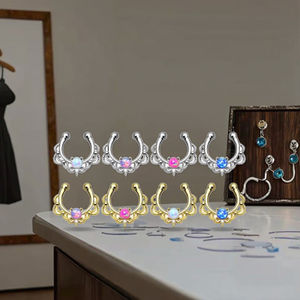Sahte <span class=keywords><strong>Septum</strong></span> Piercing yüzükler <span class=keywords><strong>Opal</strong></span> burun çember yüzük Xinfocus moda göbek takısı toptan - Product Image 5
