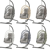 Fauteuil suspendu pliable robuste en osier pour extérieur, toutes saisons, avec support, capacité 330 lbs, mobilier de patio commercial pour hôtel