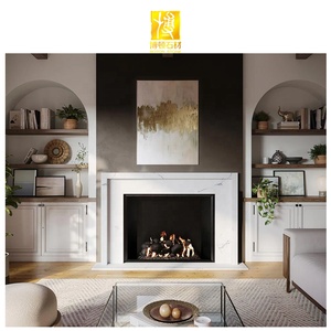 BOTON STONE Vente en gros de manteau de <span class=keywords><strong>cheminée</strong></span> en marbre blanc entouré de pierre sculptée au Maroc - Product Image 1