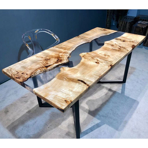 Meubles de villa modernes personnalisés Table en résine époxy rouge <span class=keywords><strong>et</strong></span> <span class=keywords><strong>bois</strong></span> de salle à manger pour meubles de maison - Product Image 4