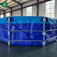 Réservoir d'aquaculture pour la pisciculture et l'élevage de crevettes, 8000 litres, diamètre 3 m x hauteur 1,15 m, revêtement écologique en PVC/tôle galvanisée, garantie 1 an