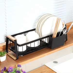 <b>Kitchen</b> Dish Racks Standing Type Modern Stainless Steel Double Tier Waterproof Drain Storage for Countertops Sinks Tableware - Product Image 3
