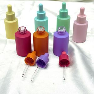 Suero Líquido de Aceite Esencial para Cuidado Personal, Color Pastel Nude Esmerilado, 30 ml, <span class=keywords><strong>1</strong></span> <span class=keywords><strong>oz</strong></span>, Botella de Vidrio Rosa Esmerilado con Gotero y Bomba - Product Image 1