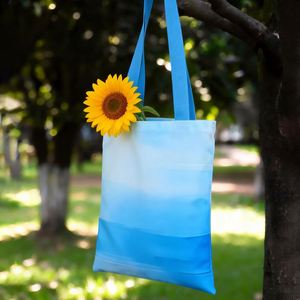 Sacs fourre-tout en toile à motifs de logo personnalisés, dégradés, réutilisables, pliables, à porter à la main, cadeau pour les fêtes - Product Image 4