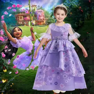 Kostum Encanto Baru untuk Anak Perempuan Mirabel Madrigal Cosplay Dress Karnaval Halloween Putri Pakaian Pesta Ulang Tahun