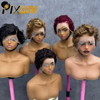 Pelucas de Cabello Humano con Frente de Encaje sin Pegamento, Peluca Corta de Corte Pixie, Cabello Humano Virgen 100% Natural, Peluca con Frente de Encaje HD, Proveedores de Pelucas al por Mayor