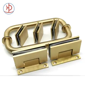 0 90 Độ Satin Brass Phòng Tắm Vòi Sen Cửa Kính Cổng Đồng Thau Kính Phần Cứng Clip Xử Lý Bản Lề