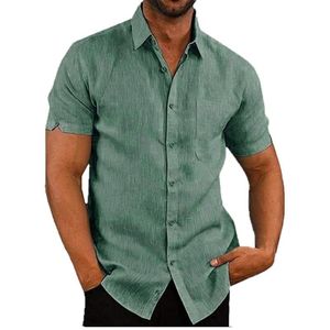 Estate popolare vendita di camicie da uomo con colletto rovesciato camicie Casual a maniche corte in cotone e <span class=keywords><strong>lino</strong></span> - Product Image 4