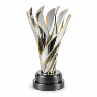 Trophée sportif 3D en métal poli Barb Netal, lames torsadées argentées effet miroir, agglomérées sur une base ronde, pour récompenses de tournois