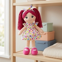 Poupée en peluche de 16 pouces, rembourrée en coton PP, jouet en peluche doux, poupée en tissu pour fille, robe à pois, pour cadeau et jeu