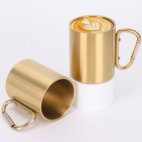Mug de camping pliable avec poignée et mousqueton, en acier inoxydable, écologique, isolation thermique 0-6 heures, pour eau bouillante, 220 ml et 300 ml