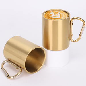 220ml 300ml poignée pliable Camping <span class=keywords><strong>mousqueton</strong></span> café boire tasse pliante en acier inoxydable tasse métal simple paroi bière thé pinte - Product Image 5