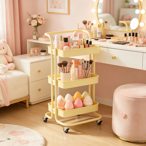 Chariot de rangement roulant à 3 niveaux en plusieurs couleurs, chariot utilitaire en métal avec roues et poignée pour <span class=keywords><strong>chambre</strong></span> <span class=keywords><strong>d</strong></span>'enfant, salon, salle de peinture - Product Image 6