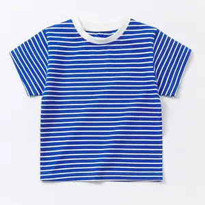 Magliette per ragazze estive in cotone di alta qualità personalizzate magliette per bambini a maniche corte a righe di base t-shirt alla moda per ragazzo