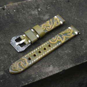 Engraved 18mm 20mm 22mm 24mm Handmade <strong>Wrist</strong> Watch Band Genuine <strong>Leather</strong> Bracelet Watch <strong>Strap</strong> - Product Image 5