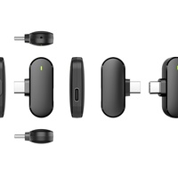 Microphone cravate sans fil double 2,4 GHz avec récepteur Type-C, suppression du bruit, lumières LED, ensemble audio portable, portée de 20 m, autonomie de 10 heures