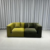 Canapé modulaire rétro français à blocs de couleur, design droit en forme de bloc de tofu, OEM pour petits salons et meubles d'appartement