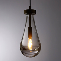 Luminaire suspendu en verre cristal avec finition en métal bronze pour la décoration intérieure, lampe suspendue en forme de larme