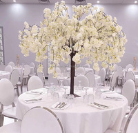 Décoration de Centre de Table de Mariage, Petits Arbres Artificiels Sakura à Fleurs de Cerisier Blanches Tombantes pour Intérieur
