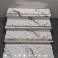 Carreaux de marche suspendus en céramique à rainure encastrée 120x48cm, design moderne, finition brillante, texture plaquée or, motifs variés