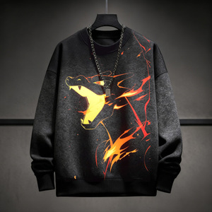 <b>Men's</b> Printed Crewneck Sweatshirt 100% Cotton Regular Sleeve Breathable Knitted <b>Pullover</b> Spring Casual Wear - Product Image 5