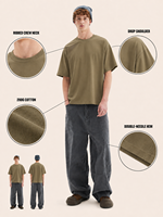 T-shirt en coton uni 280 g/m² à manches courtes, coupe oversize, épaules tombantes, confortable et doux, idéal pour l'été – Vente directe usine