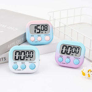 Cross Border Dopamine Gradient <b>Timer</b> Lcd Display 60 Min Countdown Kitchen Study Reminder Alarm Clock Easy Operation Square Shape - Product Image 1