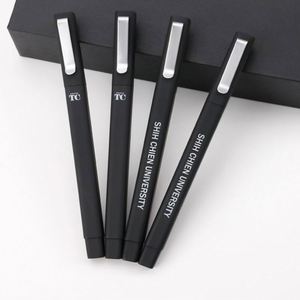 Stylos à bille classiques de luxe en acier inoxydable de haute qualité, noirs, carrés, en plastique, avec logo personnalisé, vente en gros - Product Image 4