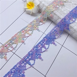 Arco Iris de encaje de un solo lado, código de barras de poliéster, se puede usar cinta de color, accesorios de boda, encaje soluble en agua de color - Product Image 3