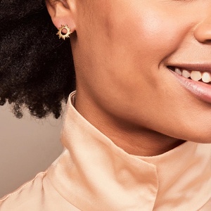 Boucles d'oreilles en argent Gemnel or 18K, minimaliste, bijoux fantaisie, étoile rafale soleil 925 - Product Image 6