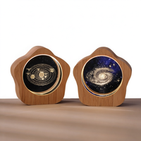 Lampe de nuit en cristal double face Star, lumière LED, galaxie solaire, boule de cristal laser 3D, alimentée par USB, lampe de nuit pour chambre à coucher, décoration de bureau